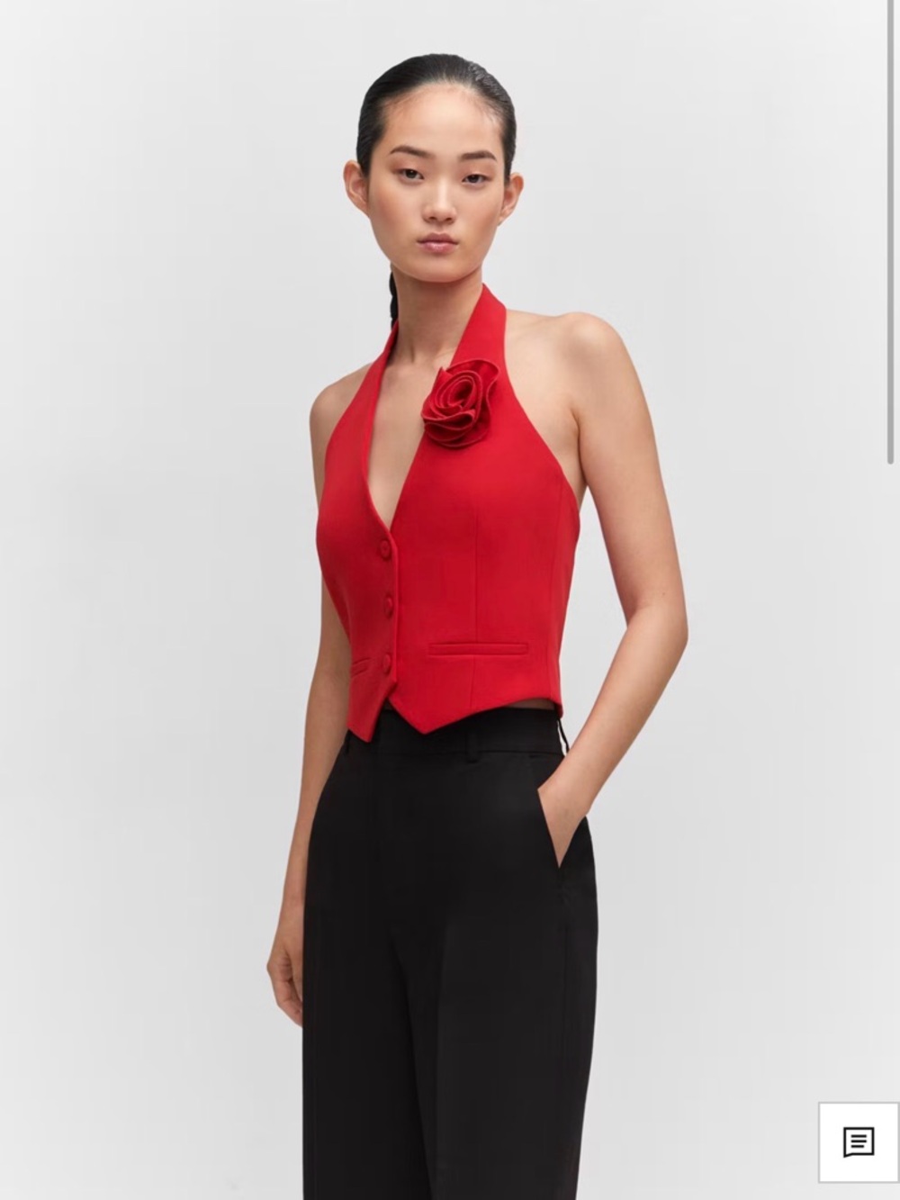 Mango Red Halter Vest with Rosette